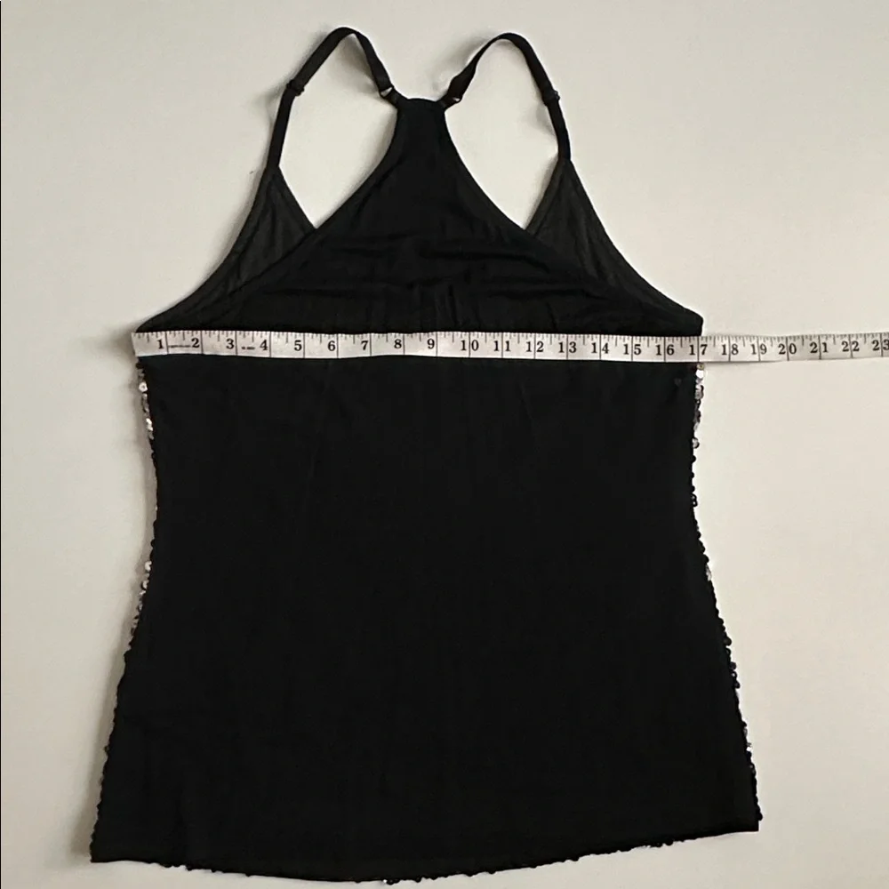 MANER Sequin Halter Tank Top Black Silver Size Large - Picture 5 of 5